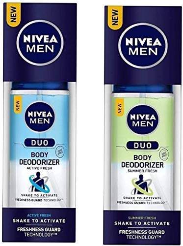 Nivea Men Duo Active Fresh and Summer Fresh Body Deodorizer 100ml+100ml, pack of 2 