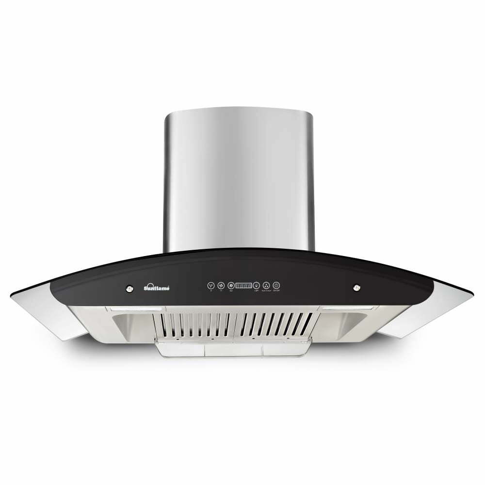 SUNFLAME 60cm 1100 m3/hr Auto Clean Chimney (CH Rapid 60 DX, 2 Baffle Touch Control, Steel/Grey)