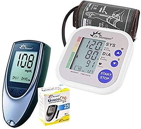 Dr. Morepen BP02 Blood Pressure Monitor and BG03 Glucose Check Monitor Combo (Black