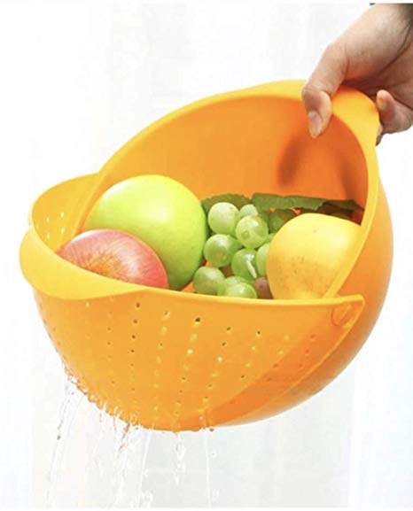 Darkpyro Innovative Rinse Bowl and Strainer in One (Multicolour) 