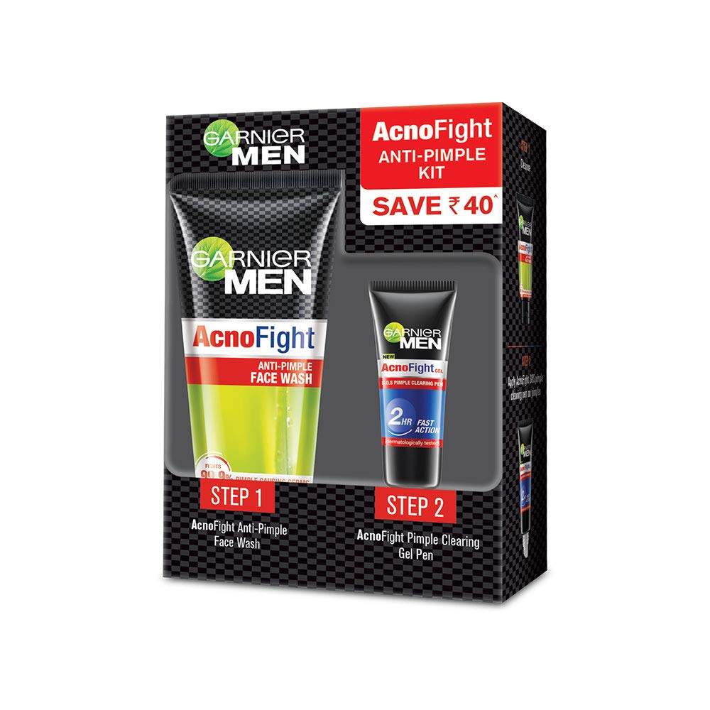 Garnier Men Acno Fight Anti-Pimple Kit (Acno Fight Facewash, 50gm + Acno Fight Clearing Gel,10ml) 