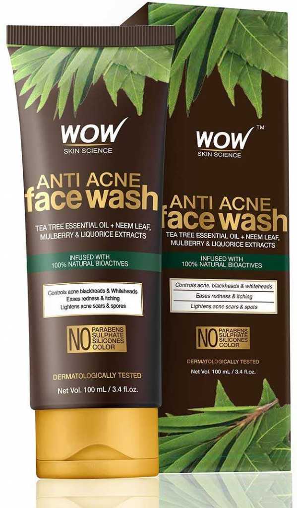 WOW Neem & Tea Tree Anti Acne Gentle Face Wash - OIL Free - No Parabens, Sulphate, Silicones & Color - 100ml