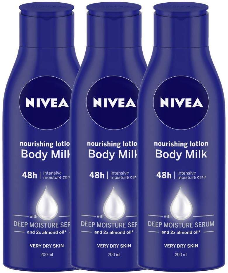 Nivea Nourishing Lotion Body Milk, 200 ml (Pack of 3) 
