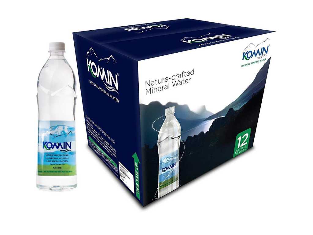 Komin Natural Mineral Water-1000ml (Pack of 12 Bottles) | Naturally Alkaline Water 
