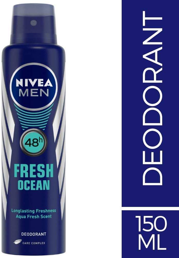NIVEA MEN Fresh Ocean Deodorant, 150ml for long lasting freshness with aqua fresh scent 
