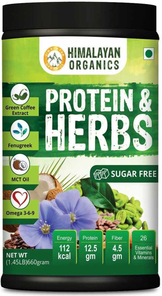 Himalayan Organics Protein & Herbs, Whey Protein with Green Coffee Beans Extract, Omega 3-6-9, MCT Oil & 27 Essentials Vitamins & Minerals - 20 Servings - 0g added sugar (Chocolate