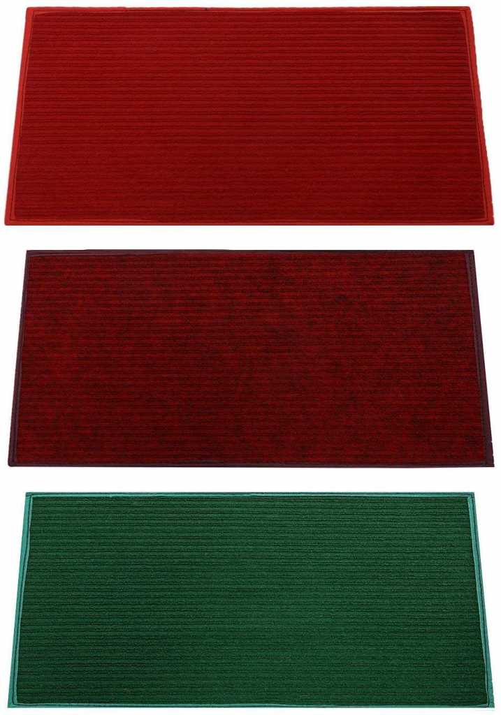 Kuber Industries Microfiber Anti Slip 3 Pieces Door Mat 14"x21"(Red, Maroon & Green) -CTLTC11444 