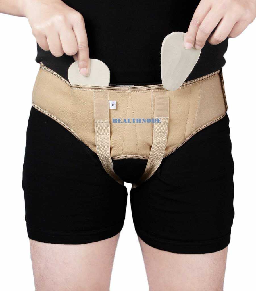 Healthnode™ Inguinal Hernia Support /Hernia Belt Support Truss with Special Foam Pads - Inguinal Hernia Support post surgery Hernia pain relief Truss Brace for Single / Double Inguinal or Sports Hernia with Two Removable Compression Pads & Adjustable Groin Straps (Small (beige color)