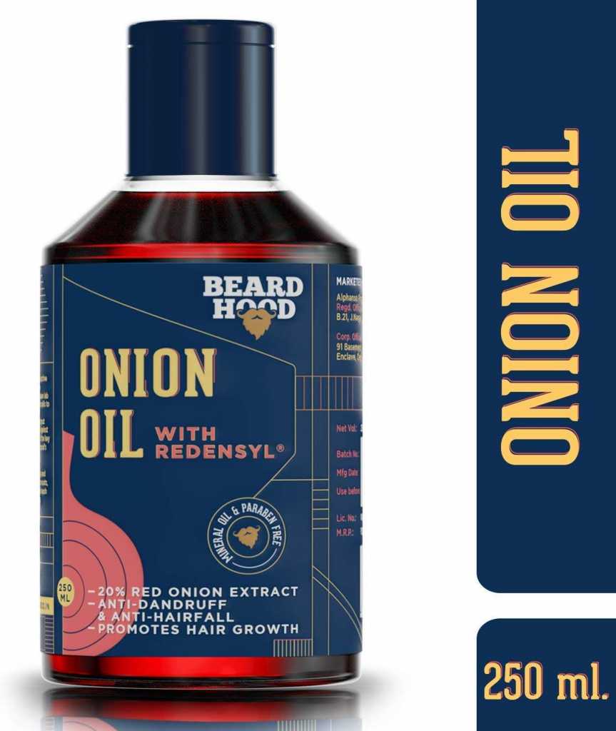 Beardhood Onion Oil with Redensyl for Hair Growth and Anti Hairfall - 20% Red Onion Extract, For Men & Women, Mineral Oil & Paraben Free, 250ml 