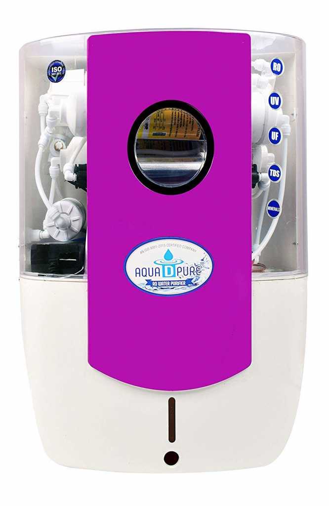Aquadpure Alkaline RO+UV+UF+TDS Water Purifier with High 3000 TDS Membrane (Purple/Clear)