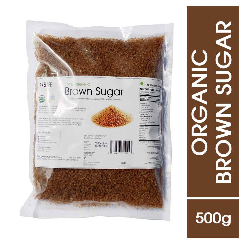 ONELIFE ORGANIC Certified 100% Organic Brown Sugar, 500g, Pure and Healthy, Non-GMO, Vegan, Natural Sweetener (1)