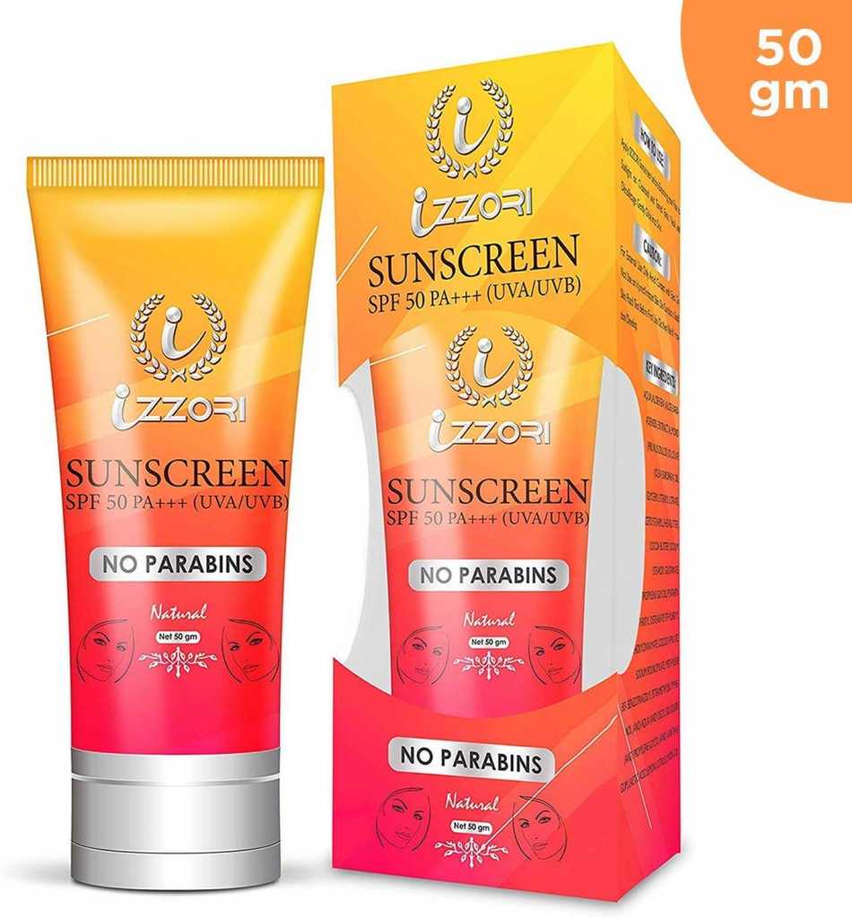 IZZORI SUNSCREEN LOTION WITH UVA & UVB PROTECTION, BROAD SPECTRUM SPF 50 PA+++, OIL FREE| SUN PROTECTION, ANTI-SKIN AGING, FREE RADICALS WITH UV & UR. For All Skin Types (50 GM). 