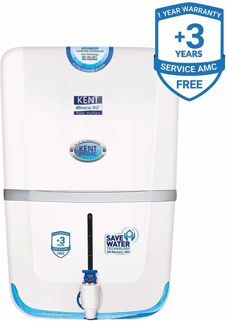 Kent Prime 9-Litres Wall Mountable RO+UV+UF+TDS Controller (White) 20-Ltr/hr Water Purifier 