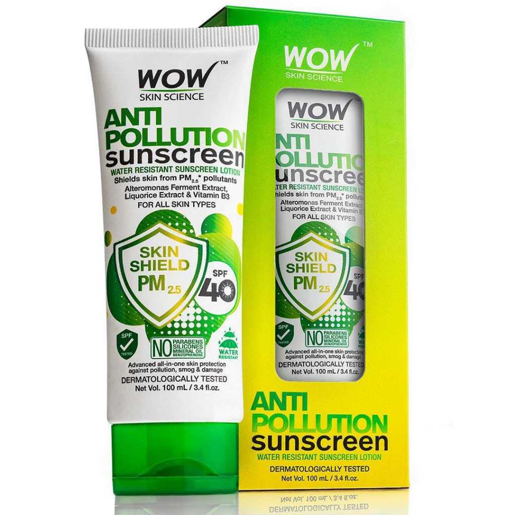 WOW Anti Pollution SPF40 Water Resistant No Parabens & Mineral Oil Sunscreen Lotion, 100mL