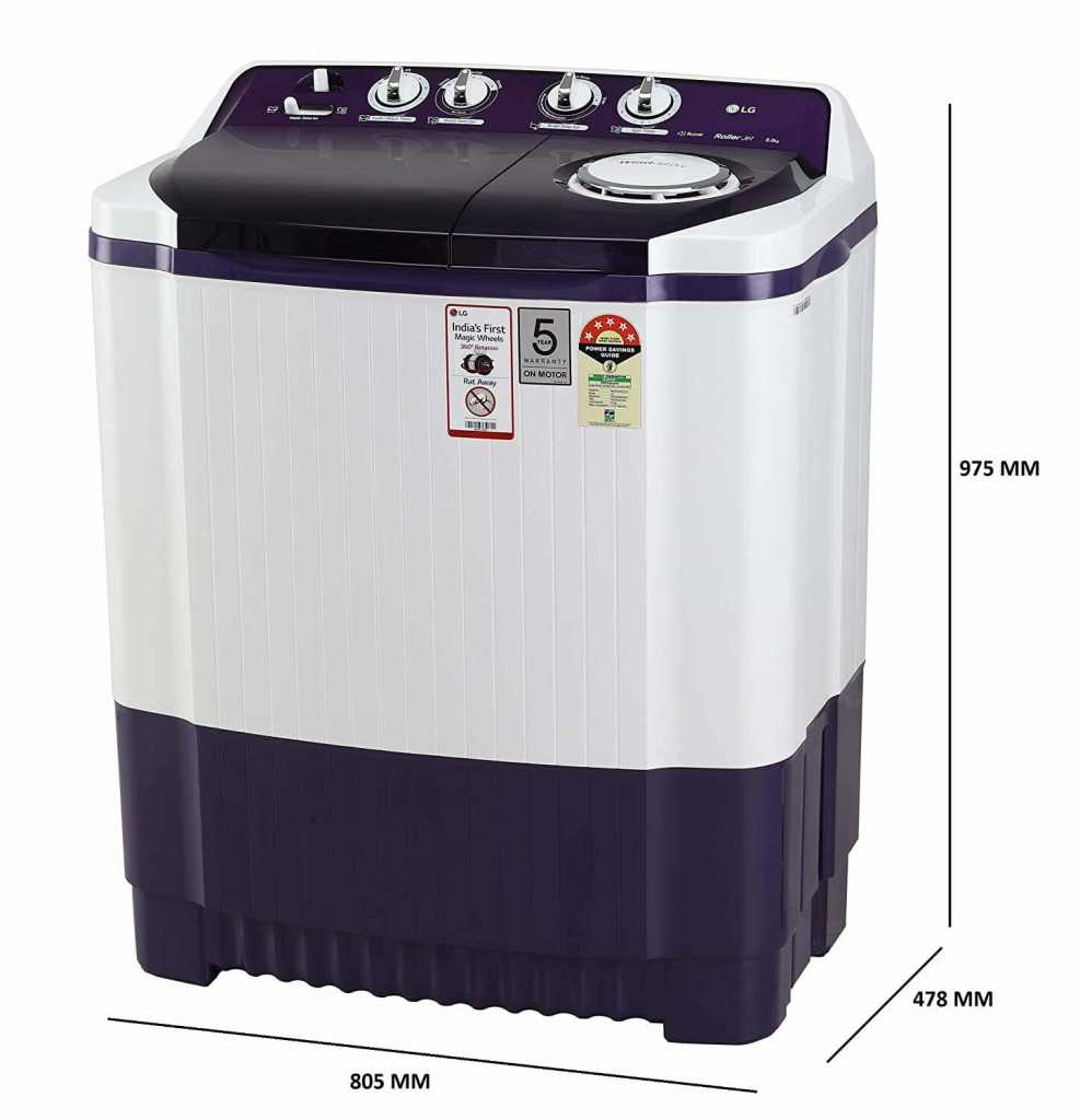 LG 8 Kg 5 Star Semi-Automatic Top Loading Washing Machine (P8035SPMZ, Purple)