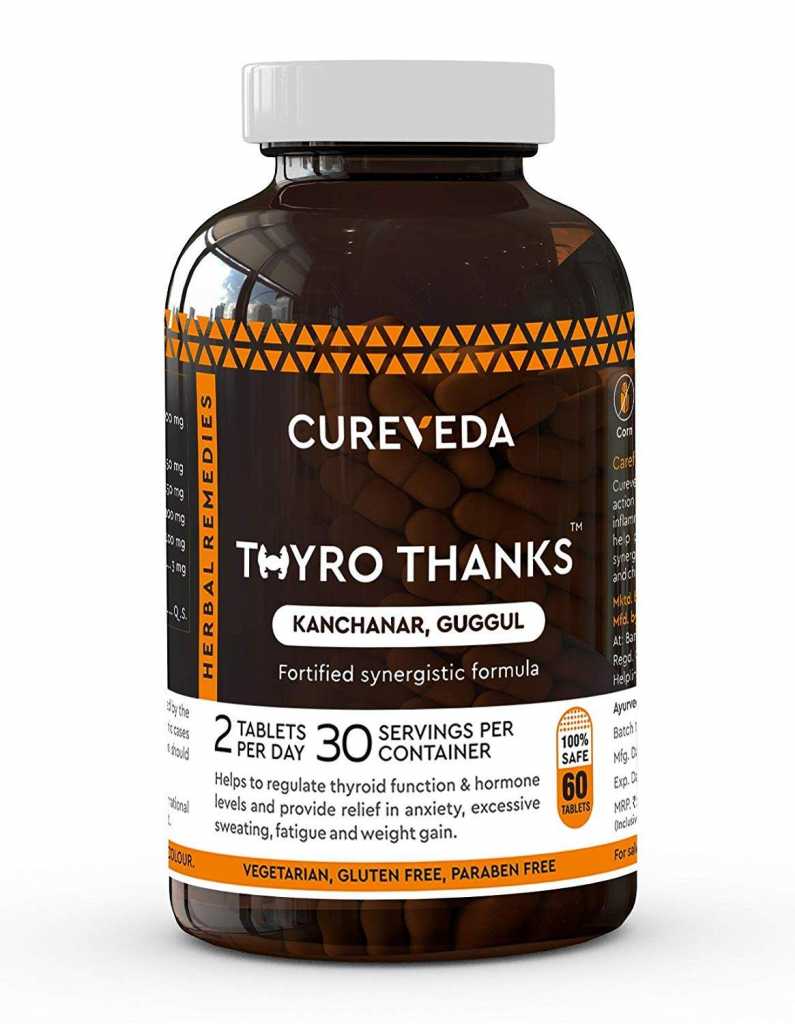 Cureveda™ Herbal Thyro Thanks- Thyroid Support Supplement For Women's Health (60 Tabs)