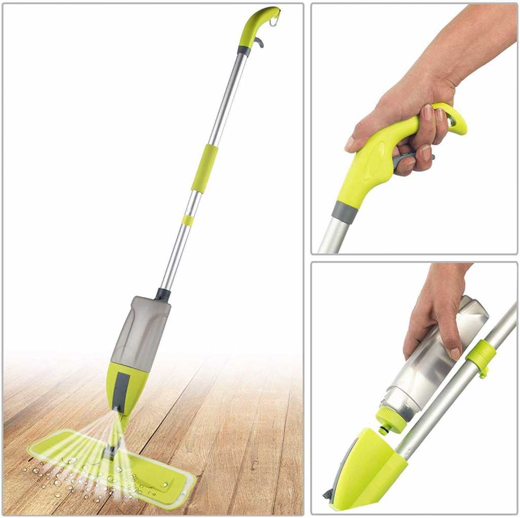 Smile Mom Aluminium Spray Mop Set with Microfiber Washable Pad, Best 360 Degree Easy Floor Cleaning for Home & Office (Green)