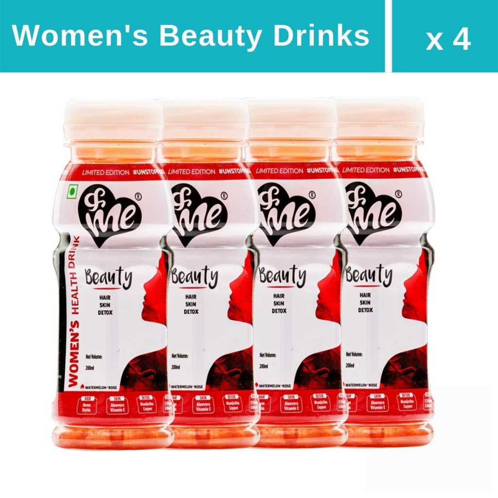 &Me Beauty Drink for Women | Anti-acne, Glowing Skin and Hair Growth | with Biotin, Vitamin E, Vitamin B12, Aloe Vera and 30% of Daily Nutrition - 200ml...