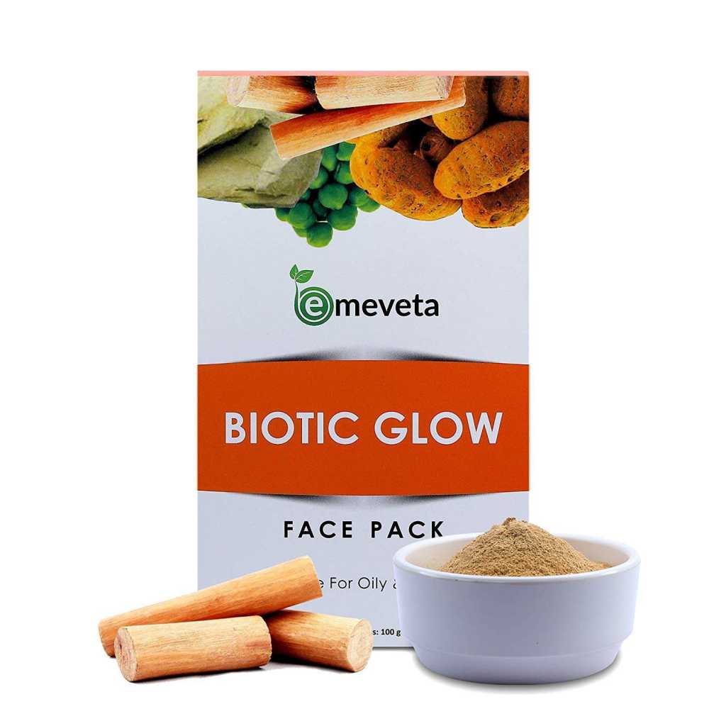 Emeveta Biotic Glow Natural Herbal Haldi Chandan Multani Mitti Face Pack for Glowing Skin dry skin (100 gram) 