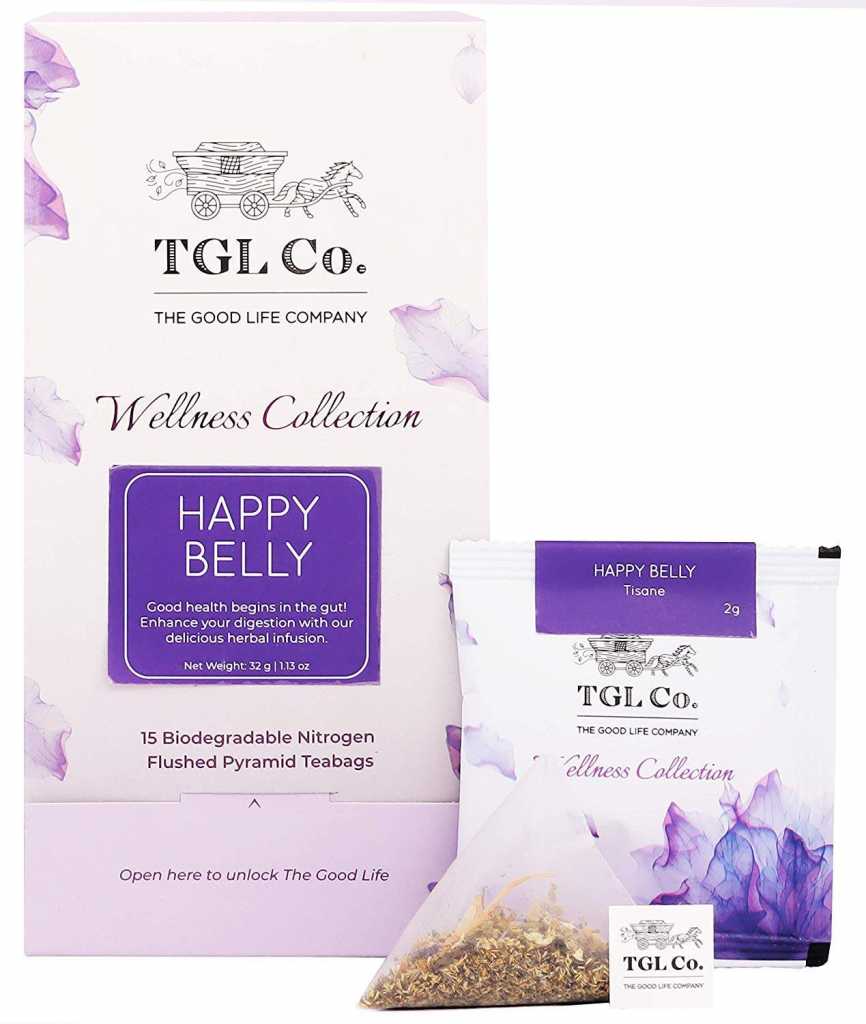 TGL Happy Belly Tisane Tea, 16 Tea Bags (15 Tea Bags + 1 Free Exotic Sample) | Herbal Infusion Tea | Herbal Tea