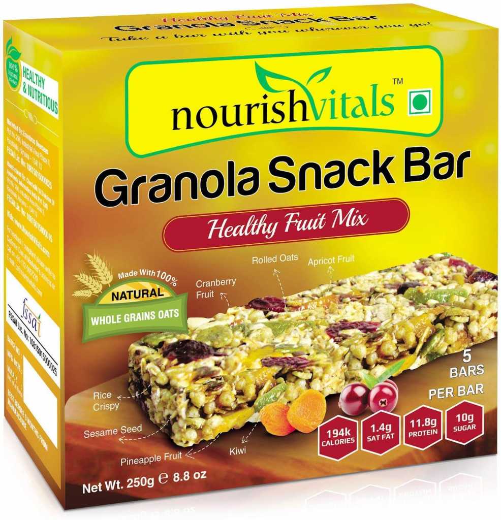 NourishVitals Granola Healthy Fruit Mix Snack Bar, 250g 