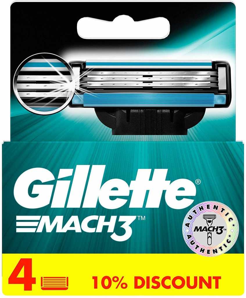 Gillette Mach 3 Manual Shaving Razor Blades - 4 Cartridges