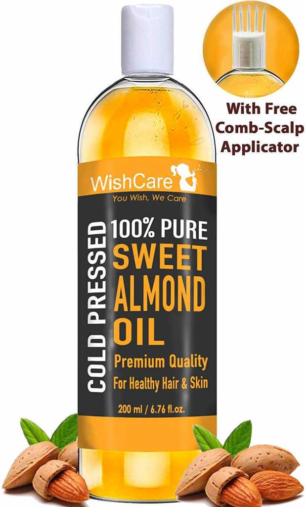  WishCare® Pure Cold Pressed Sweet Almond Oil for Hair and Skin, 200ml
