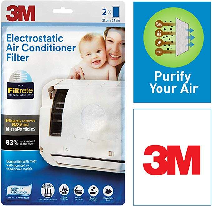 3M Filtrete Anti Pollution Filter for converting AC into air Purifier (White, 2 Pieces) 