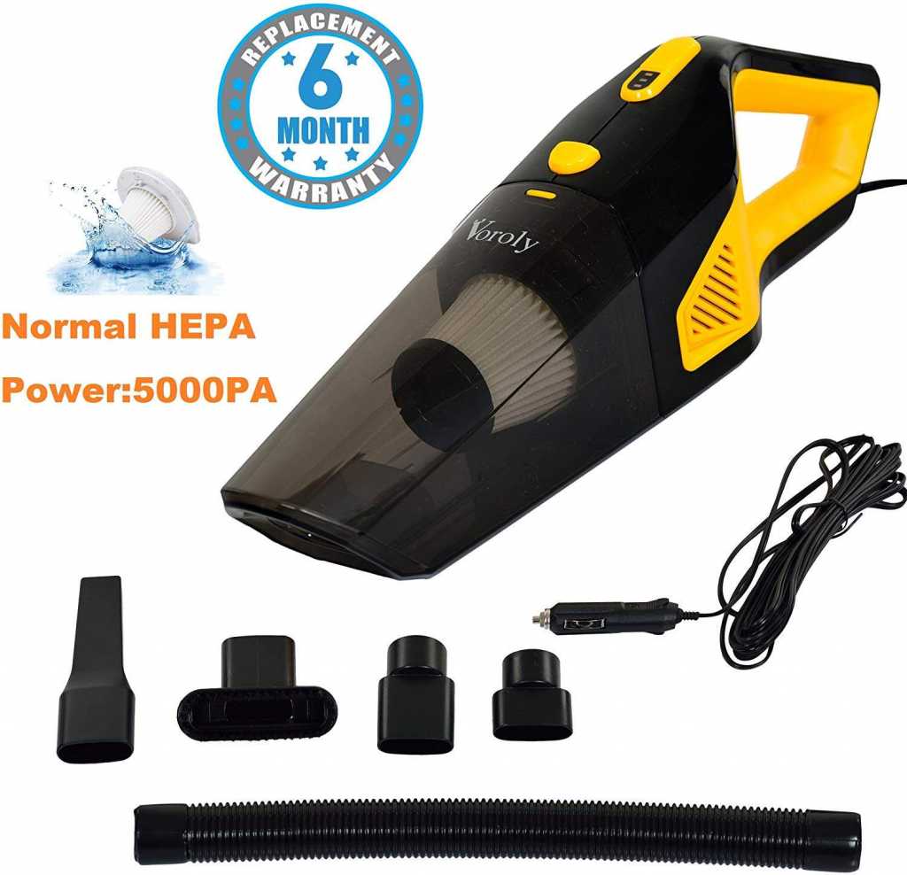 Voroly 5000PA Voroly High Power Handheld Car Vacuum Cleaner for Car Dry and Wet DC12V (Normal HEPA Filter) Colour:Normal HEPA Filter