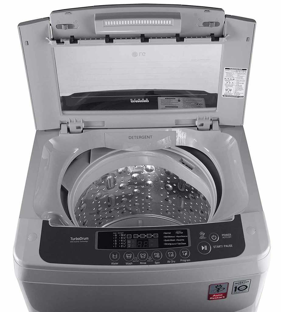 LG 6.5 kg Inverter Fully-Automatic Top Loading Washing Machine (-T7569NDDLH.ASFPEIL , Middle Free Silver)