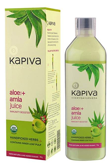 Kapiva 100% Organic Aloe Vera (USDA) + Amla Juice Boosts Immunity - No Added Sugar, 1 L 
