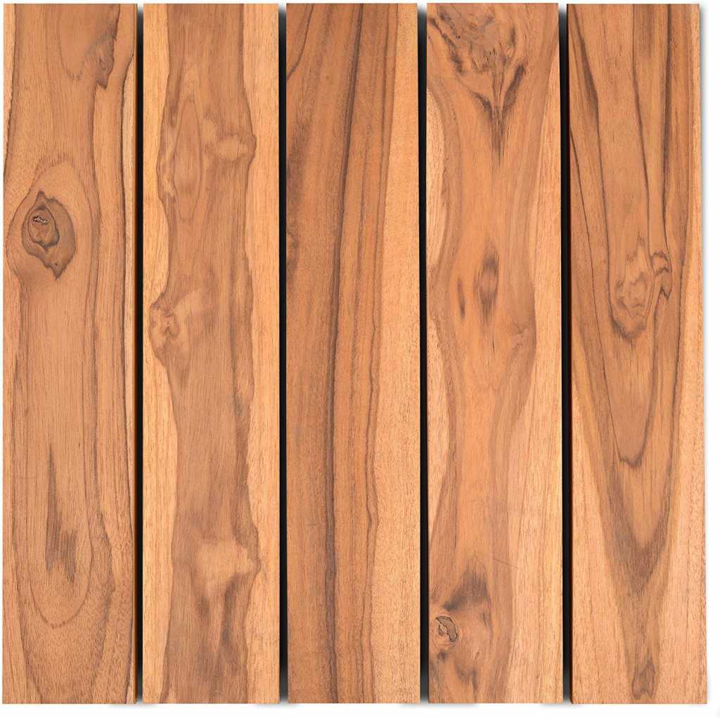 Sharpex DIY Wooden Interlocking Deck Tiles For Patio, Balcony, Roof, Garden Composite Decking, Flooring Wooden Tiles | Indoor and Outdoor Flooring Tiles | Square Hardwood Decking Tile (30 cm X 30 cm) - (6 PCS) 