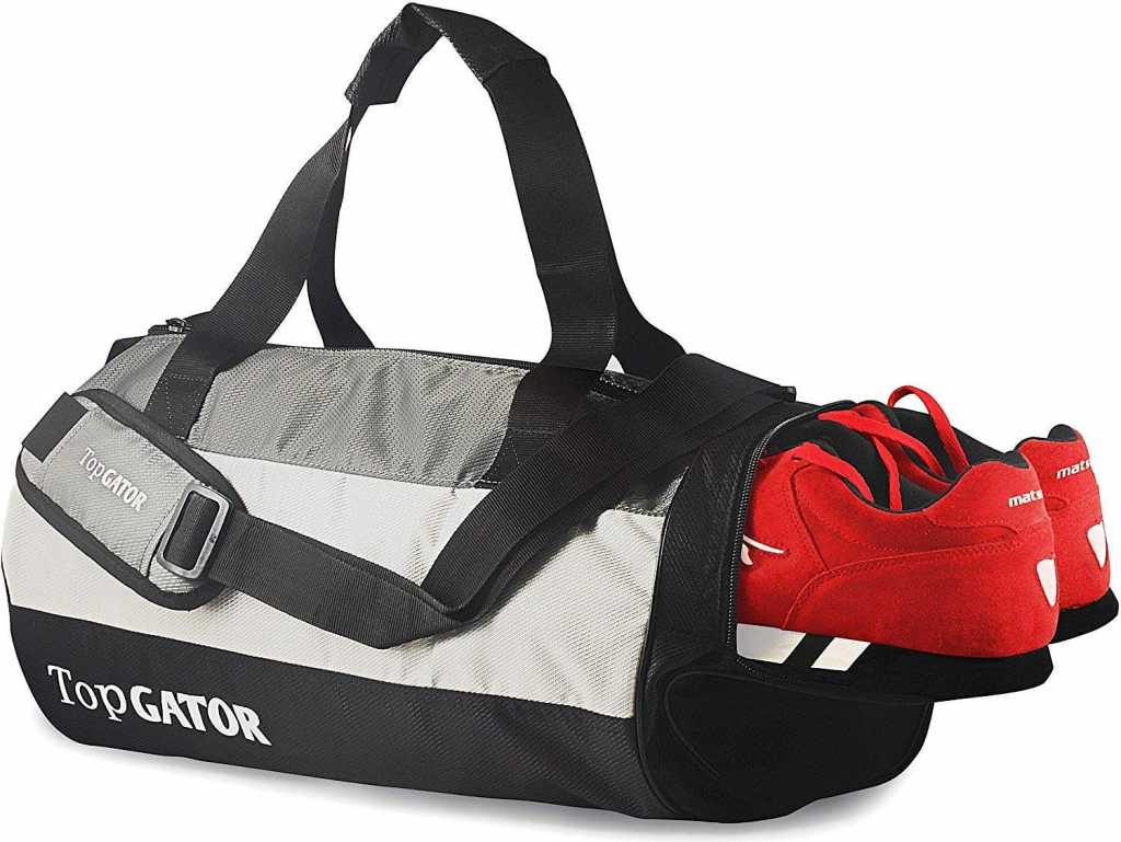  TopGator Gym Bag Sports Duffel with Shoe Compartment 34 L (Grey/Black