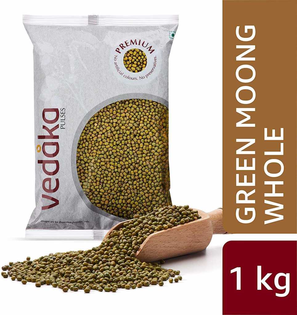  Amazon Brand - Vedaka Premium Green Moong Whole / Sabut, 1 kg