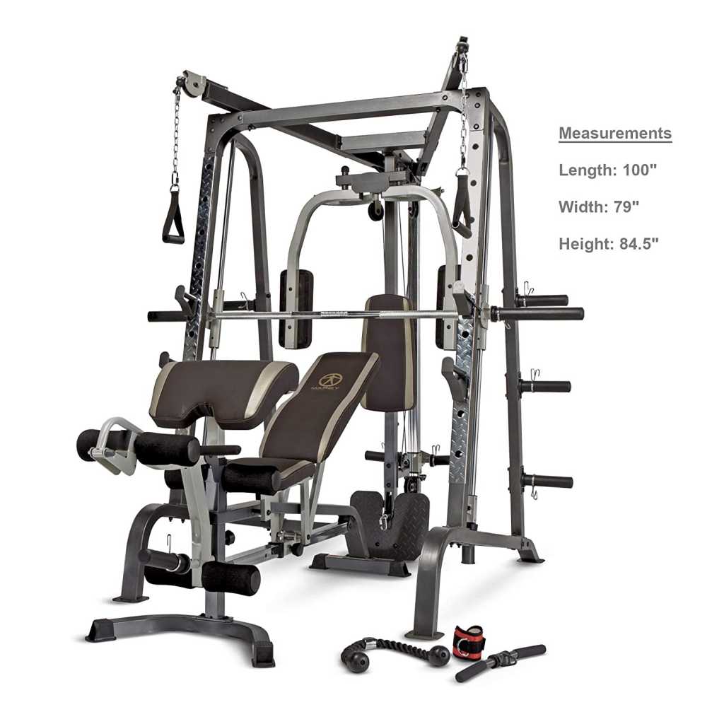 Marcy Smith Cage Workout Machine Total Body Training Home Gym System with Linear Bearing (Renewed) 