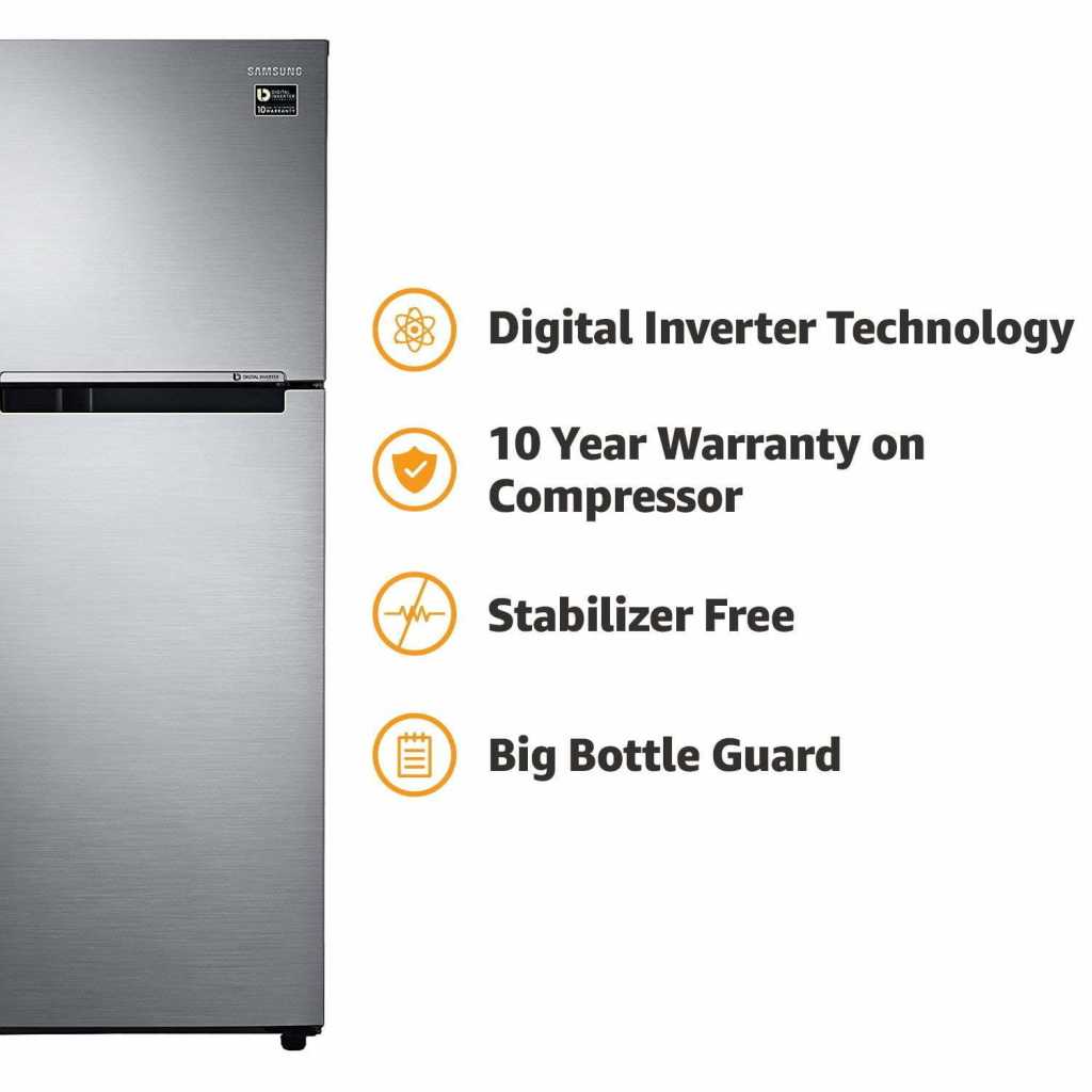 Samsung 253 L 1 Star Frost Free Double Door Refrigerator(RT28M3022S8, Elegant Inox, Inverter Compressor)