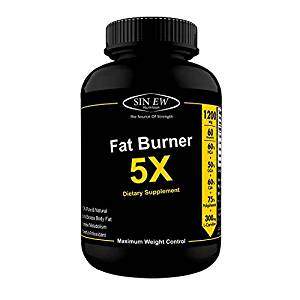 Sinew Nutrition Natural Fat Burner 5X With Green Tea, L-Carnitine, CLA, Green Coffee Bean & Garcinia Cambogia Extract,1200 mg, 60 Servings 