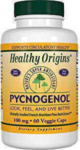 Healthy Origins Pycnogenol Vegeterian Capsules, 100 mg, 60 Count 