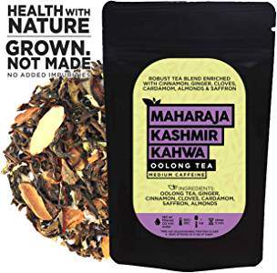 The Tea Trove Maharaja Kashmiri Kahwa Tea | Saffron Spice Oolong Tea Loose Leaf | Oolong Tea for Weight Loss | Steep as Hot Samurai Chai or Iced | Medium Caffeine (50 Gm, 25 Cups) 