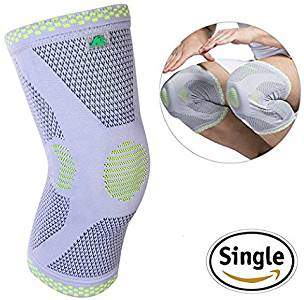 FAVIO Gel Patella Padded Knee Brace Compression Sleeve Support for Joint Pain Relief, Large (Green) 