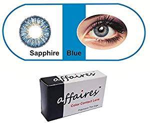 Affaires Power Color Contact lenses Quarterly Disposable Sapphire Blue Coloured contact lens (Sapphire Blue, -0.75)