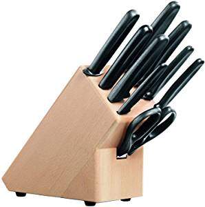 Victorinox Beech Wood Cutlery Block Set, 38cm, 9-Pieces, Black 